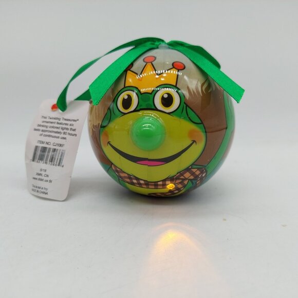 Twinkling Treasures Frog 3D Blinking Christmas Ornament 3.5" Tested Works - Picture 1 of 8